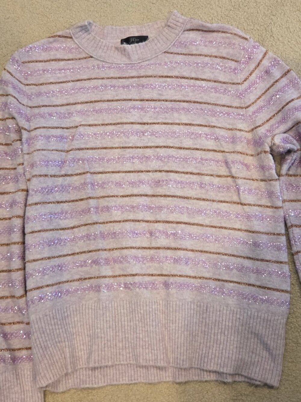 J Crew Purple Sequin Stripe Sweater M